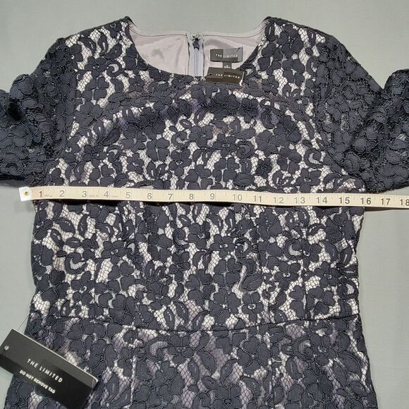 The Limited Black Dress Preppy Lace Midi Stretch Short Sleeves NEW Women Size 2 - Picture 4 of 10